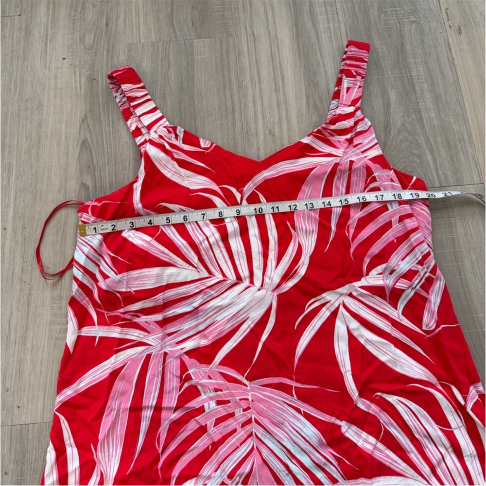1. State Red and White Palm Leaf Patterned Dress - Picture 5 of 7